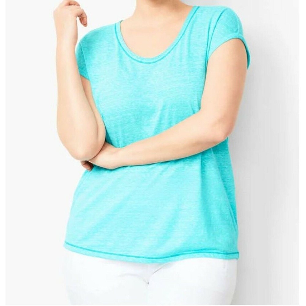 Talbots Womens Plus X Featherweight Tee Top Turquoise Blue Green MSRP $34.50 NEW